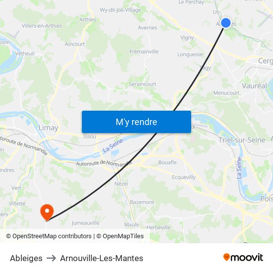 Ableiges to Arnouville-Les-Mantes map