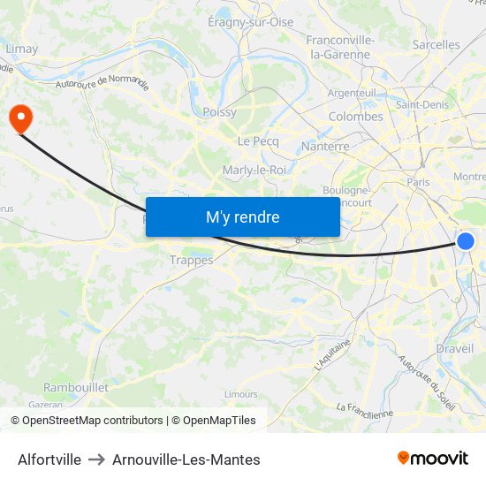 Alfortville to Arnouville-Les-Mantes map