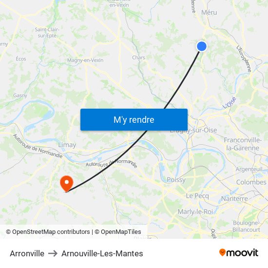 Arronville to Arnouville-Les-Mantes map