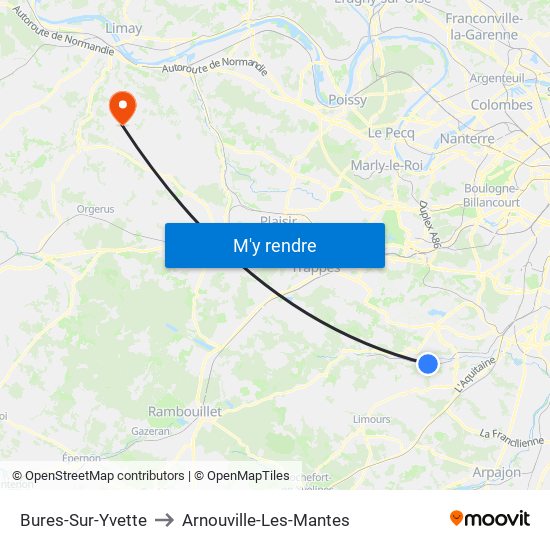 Bures-Sur-Yvette to Arnouville-Les-Mantes map