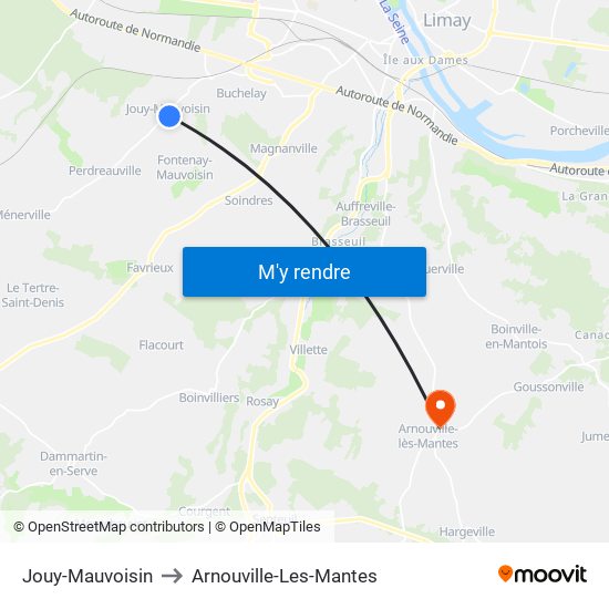 Jouy-Mauvoisin to Arnouville-Les-Mantes map