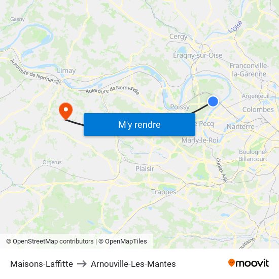 Maisons-Laffitte to Arnouville-Les-Mantes map