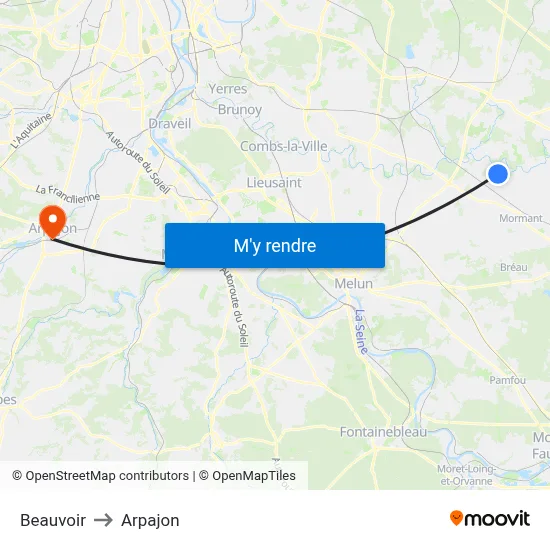 Beauvoir to Arpajon map