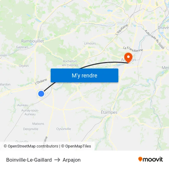 Boinville-Le-Gaillard to Arpajon map