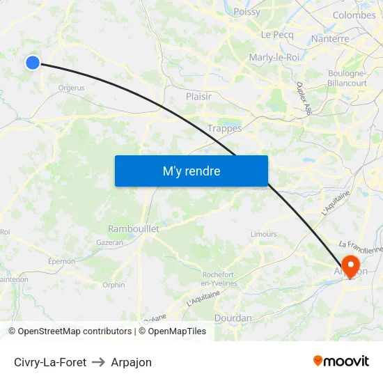 Civry-La-Foret to Arpajon map