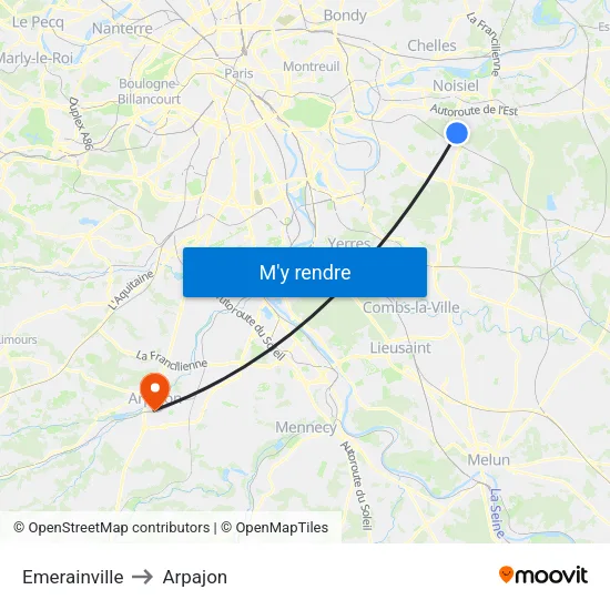 Emerainville to Arpajon map