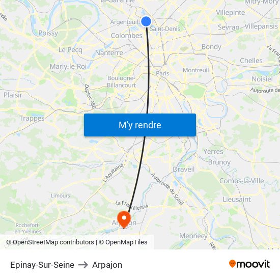 Epinay-Sur-Seine to Arpajon map