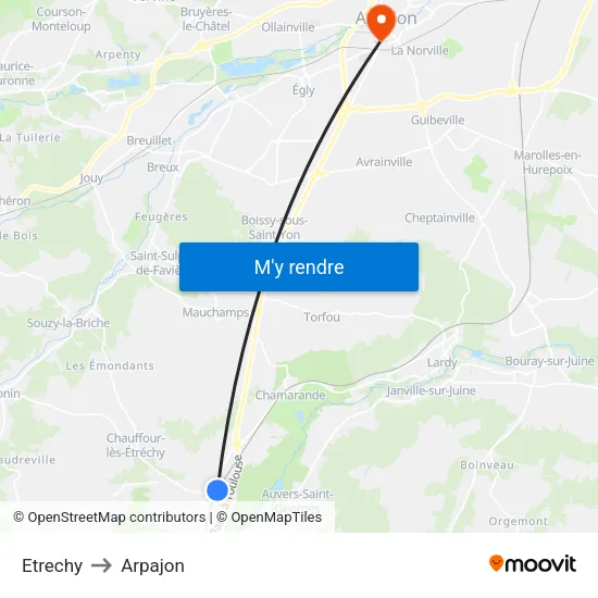 Etrechy to Arpajon map