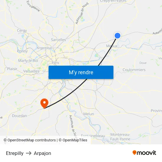 Etrepilly to Arpajon map