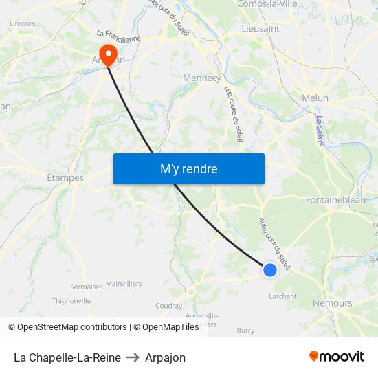 La Chapelle-La-Reine to Arpajon map