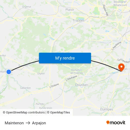 Maintenon to Arpajon map