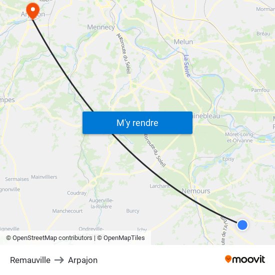 Remauville to Arpajon map