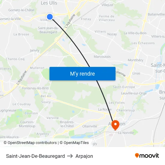 Saint-Jean-De-Beauregard to Arpajon map