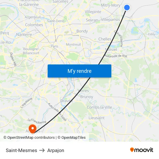 Saint-Mesmes to Arpajon map