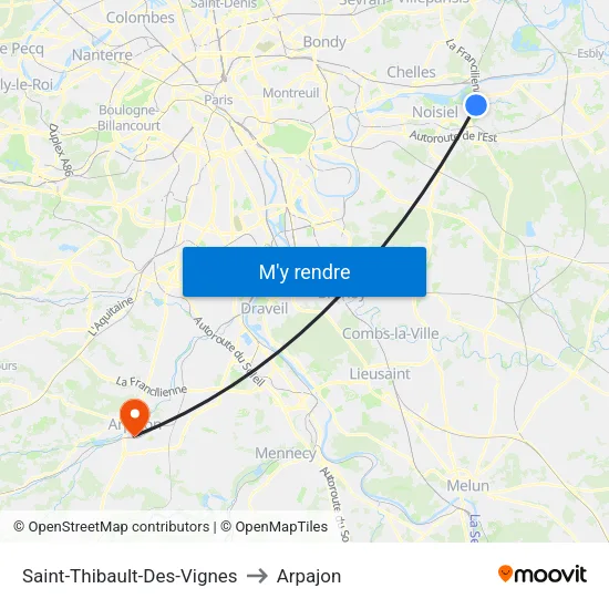Saint-Thibault-Des-Vignes to Arpajon map