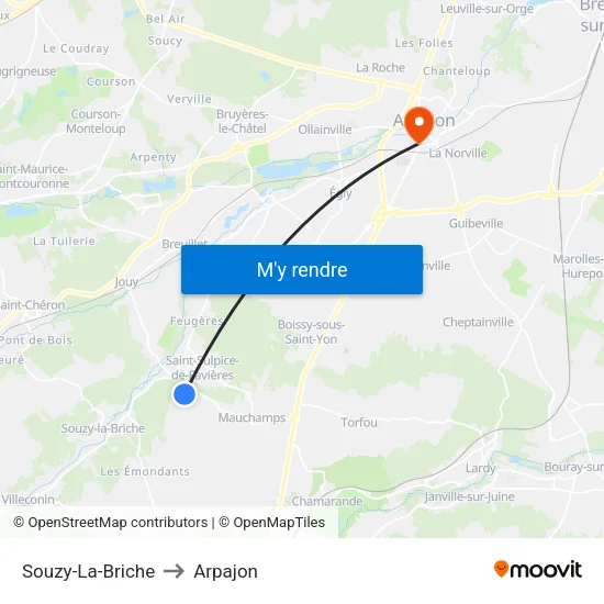 Souzy-La-Briche to Arpajon map