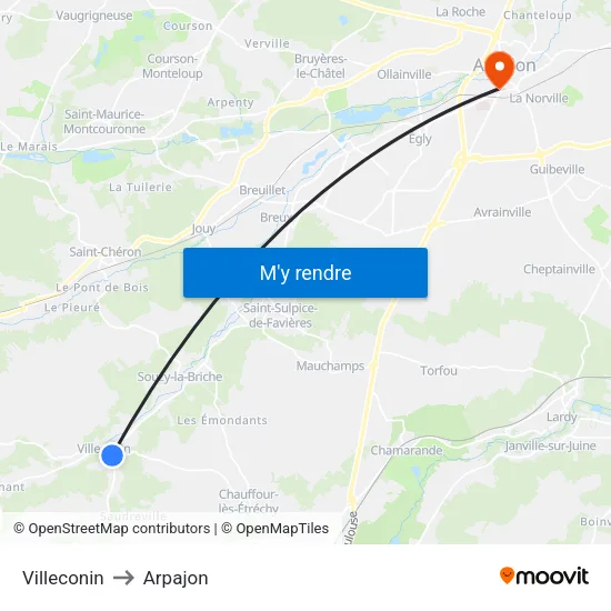 Villeconin to Arpajon map