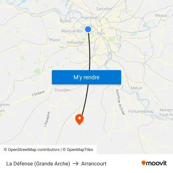 La Défense (Grande Arche) to Arrancourt map