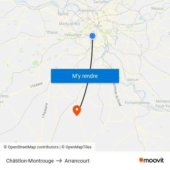 Châtillon - Montrouge to Arrancourt map
