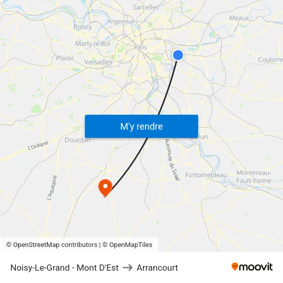 Noisy-Le-Grand - Mont D'Est to Arrancourt map