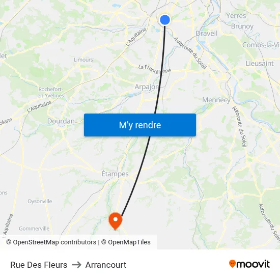 Rue Des Fleurs to Arrancourt map