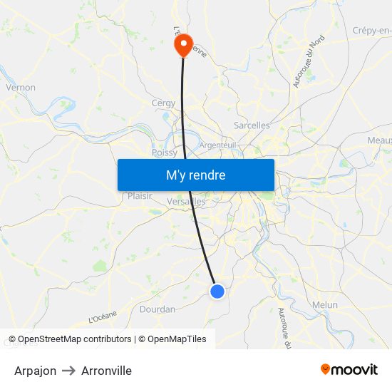 Arpajon to Arronville map