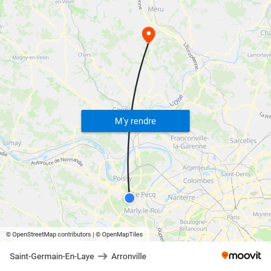 Saint-Germain-En-Laye to Arronville map