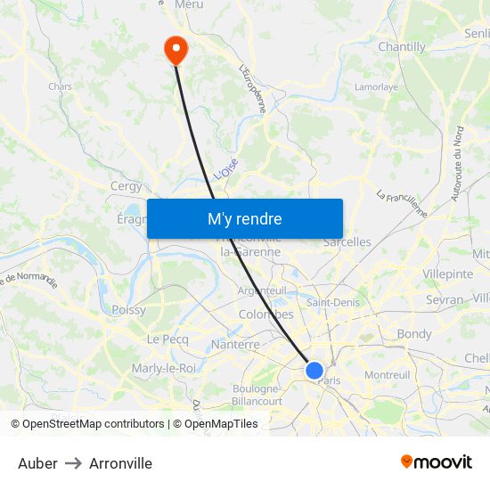 Auber to Arronville map