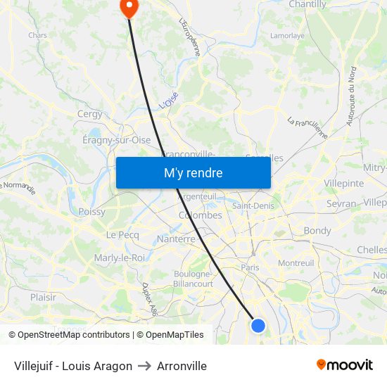 Villejuif - Louis Aragon to Arronville map