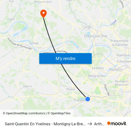 Saint-Quentin En Yvelines - Montigny-Le-Bretonneux to Arthies map