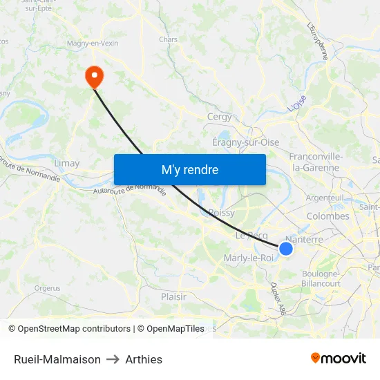 Rueil-Malmaison to Arthies map