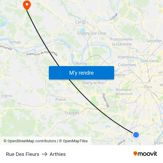 Rue Des Fleurs to Arthies map