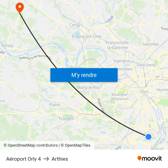 Aéroport Orly 4 to Arthies map