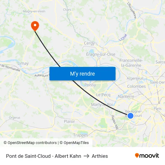 Pont de Saint-Cloud - Albert Kahn to Arthies map