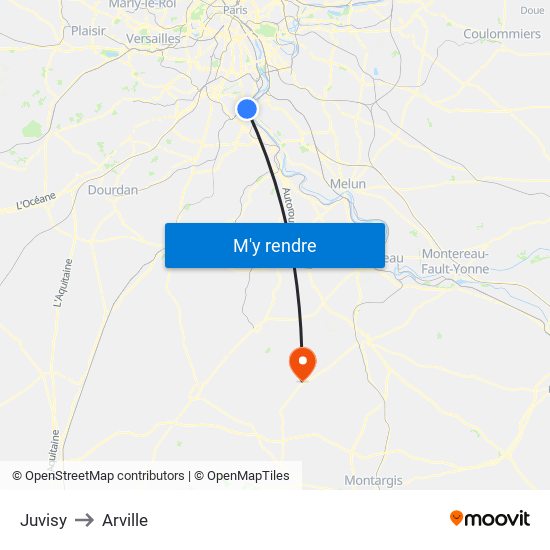 Juvisy to Arville map