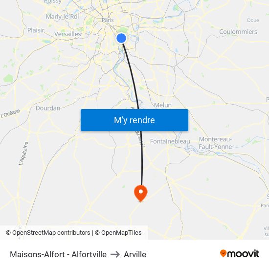 Maisons-Alfort - Alfortville to Arville map