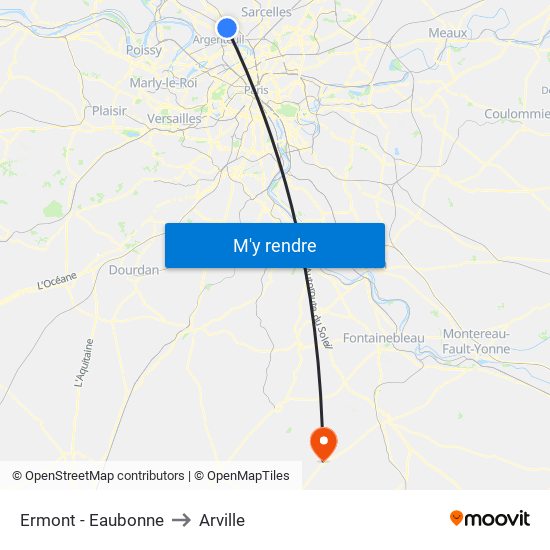 Ermont - Eaubonne to Arville map