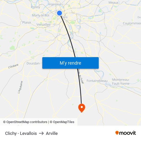 Clichy - Levallois to Arville map