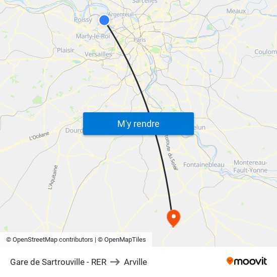 Gare de Sartrouville - RER to Arville map