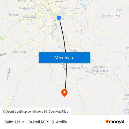 Saint-Maur – Créteil RER to Arville map