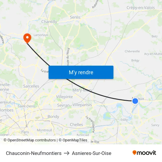 Chauconin-Neufmontiers to Asnieres-Sur-Oise map