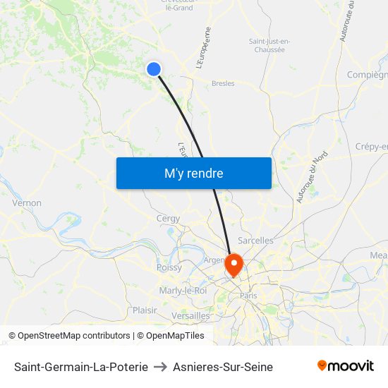 Saint-Germain-La-Poterie to Asnieres-Sur-Seine map
