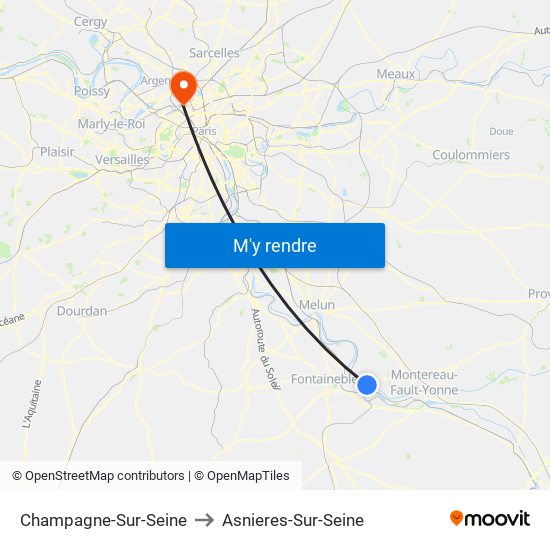 Champagne-Sur-Seine to Asnieres-Sur-Seine map