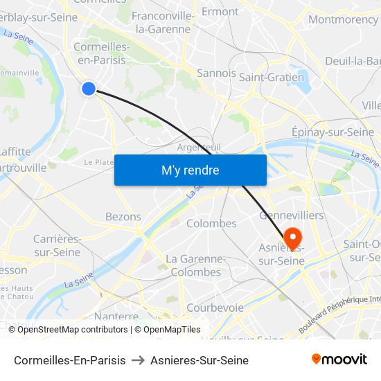 Cormeilles-En-Parisis to Asnieres-Sur-Seine map