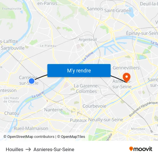 Houilles to Asnieres-Sur-Seine map