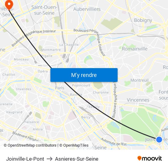 Joinville-Le-Pont to Asnieres-Sur-Seine map