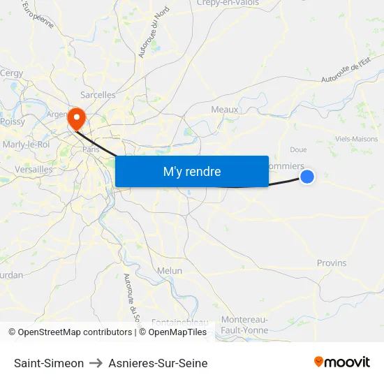 Saint-Simeon to Asnieres-Sur-Seine map
