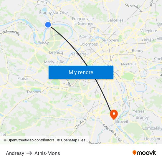 Andresy to Athis-Mons map