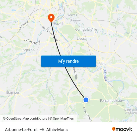 Arbonne-La-Foret to Athis-Mons map