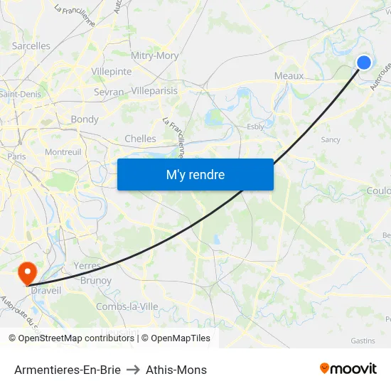 Armentieres-En-Brie to Athis-Mons map